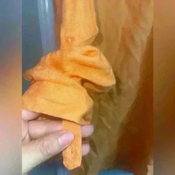 Martha Stewart collection 100% Linen orange 🍊 long sleeve dress NWOT size L - Picture 8 of 10